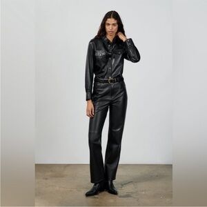 Zara limited edition 100% leather high waisted pants